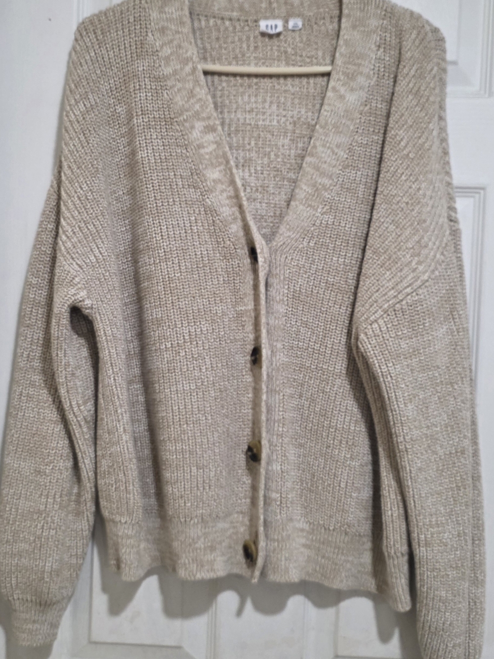 GAP Women's Cream Knit Button-Up Cardigan Sweater